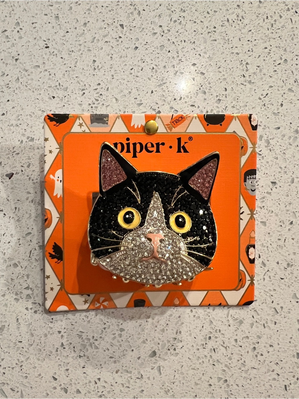 RARE ✨ Piper K Black & White Cat Hair Clip Sparkle Accent